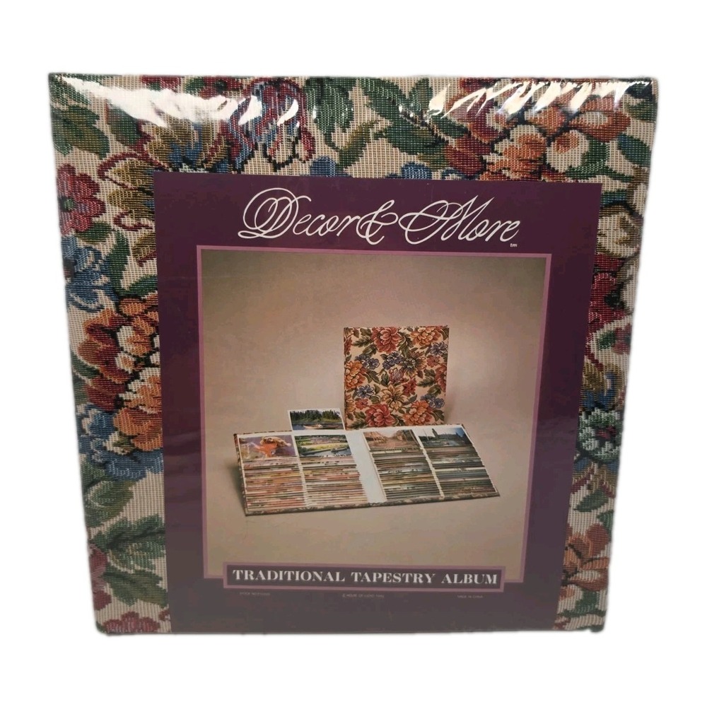 NOS Vintage Decor More Traditional Tapestry Photo Album Floral Fabric New Sealed